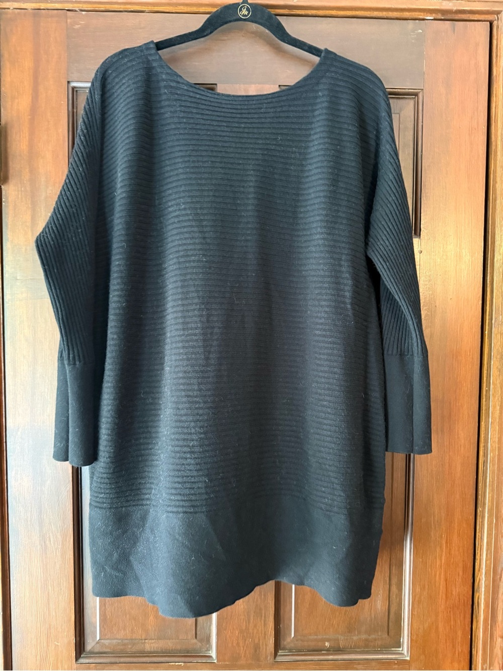 Eileen Fisher Black Ribbed Scoop-Neck Sweater Tunic